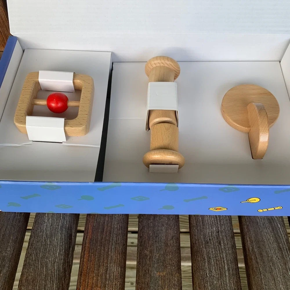 Monti Kids Level 2 Montessori Wooden Toy Bundle 7 Piece Set Baby 3+ Month Rattle